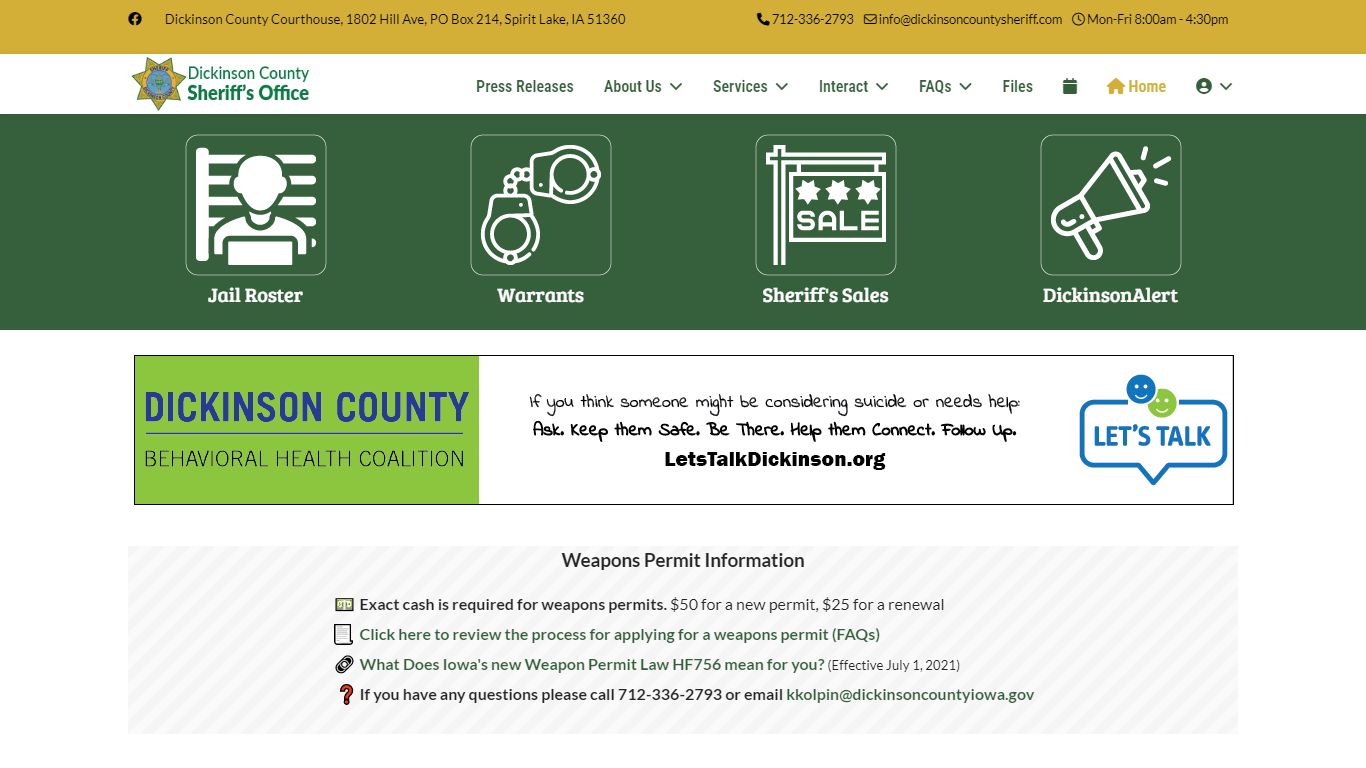 1621 &2 6+(5,))6 2)),&( &XUUHQW ,QPDWH 5RVWHU DP - Dickinson County Sheriff